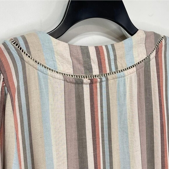 KNOX ROSE Womens XS Boho Flowy Stripe Shift Dress Mulitcolor Linen Blend - Picture 7 of 16